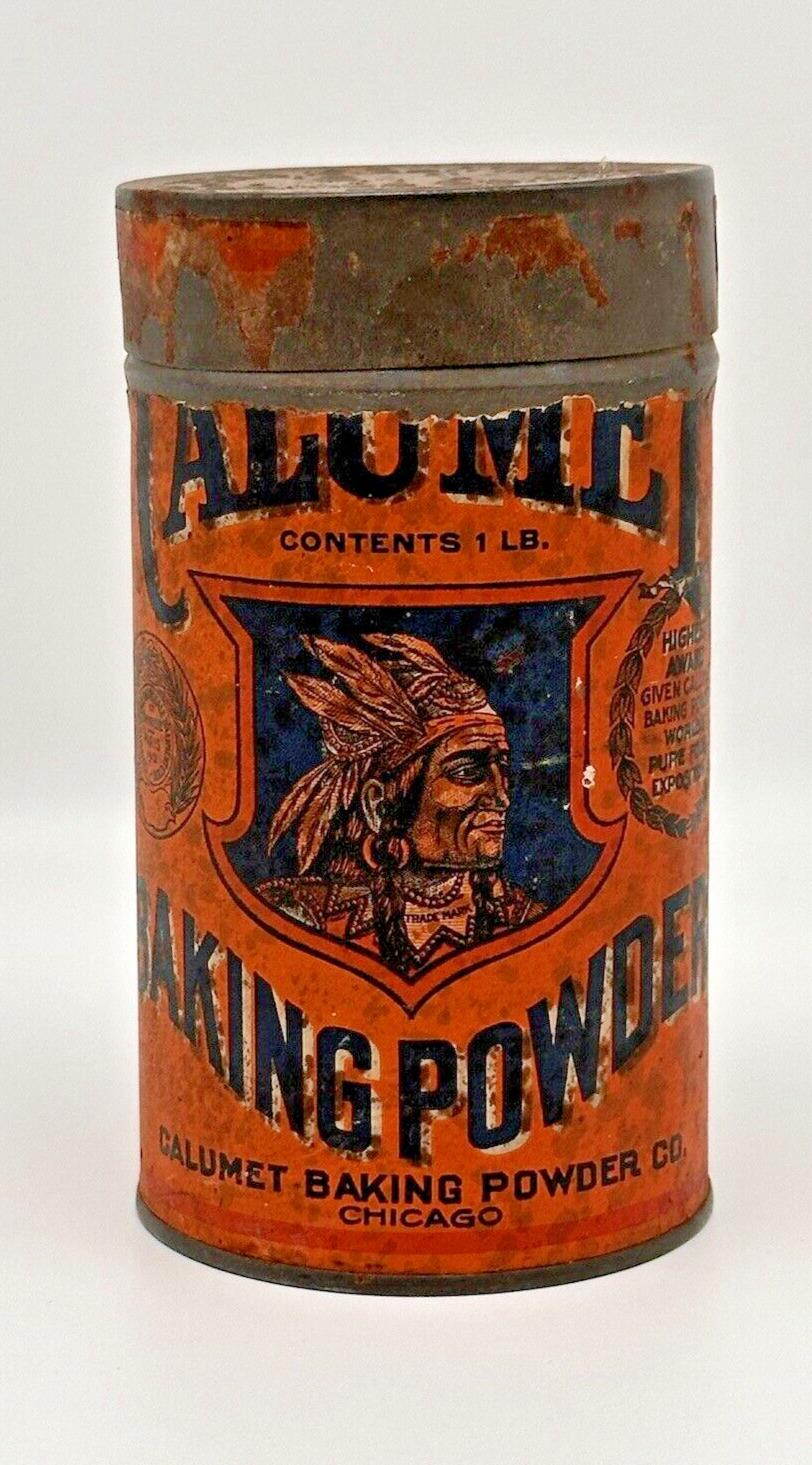 Antique Calumet Baking Powder Tins Chicago IL USA 1912 and 1920 Indian Chief (3)