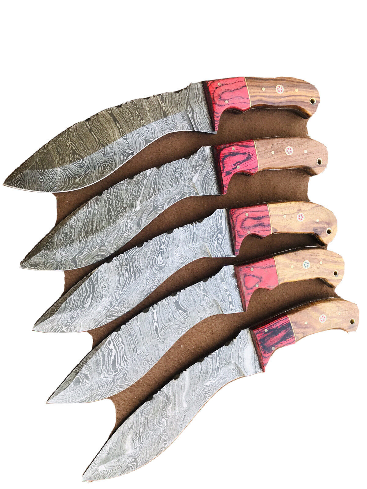 CUSTOM HAND MADE DAMASCUS STEEL KUKRI HAND MADE KNIVES (lot Of 5).new