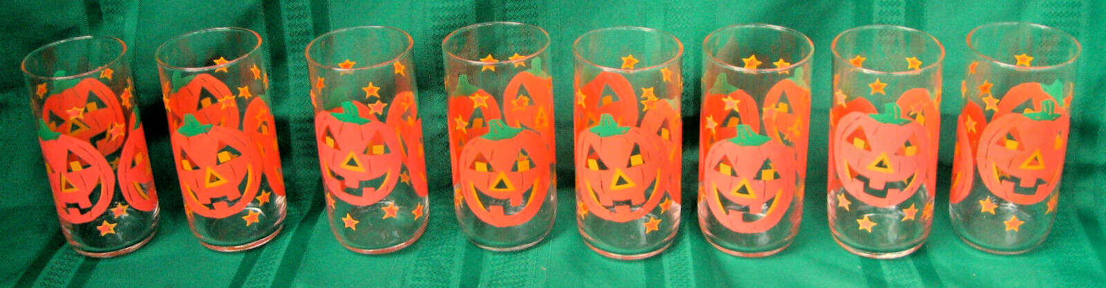 8 Libbey Jack O Lantern Pumpkin Drinking Glasses