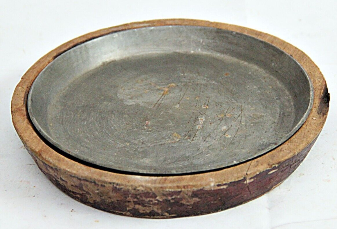 Vintage Round Cast Iron Sizzler Pan Fajita Plate With Wooden Base Serving Plate