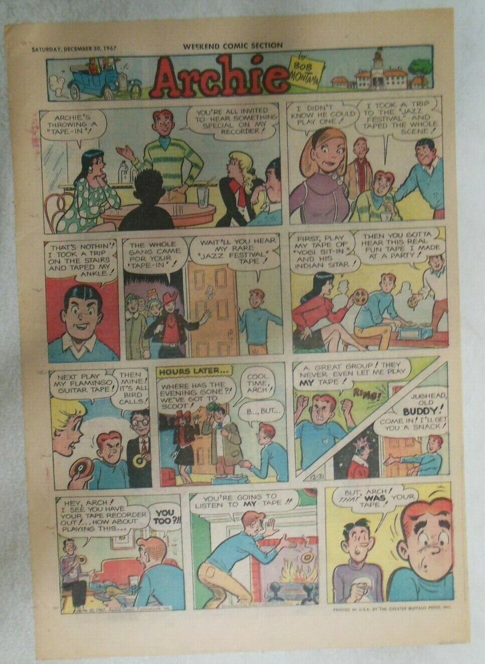  (51) Archie Sunday Pages by Bob Montana from 1967 All Tabloids Color Pages 