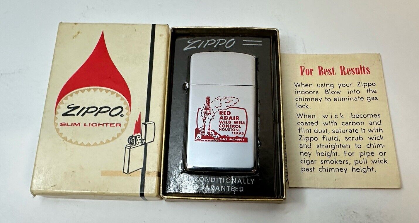 Rare Mint 1970’s Red Adair Wild Well Control ZIPPO Lighter Oil Houston TX
