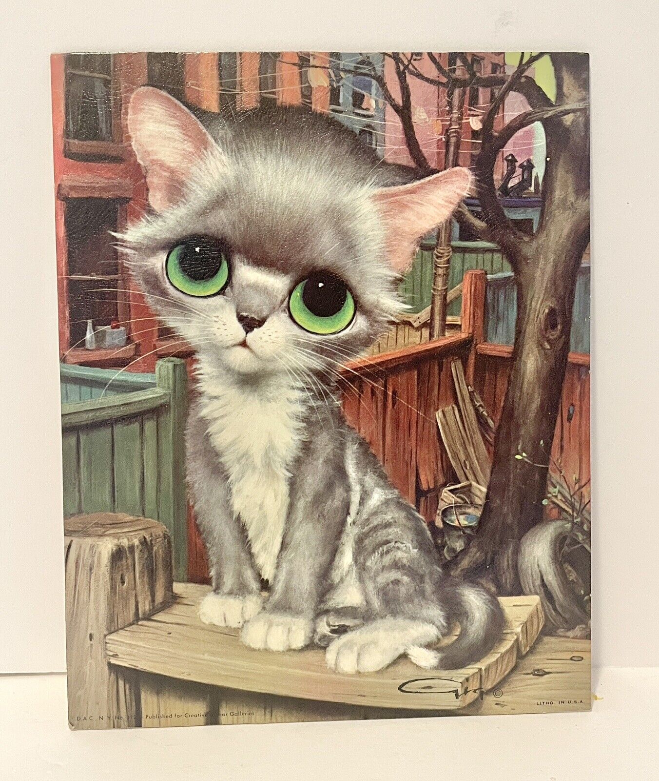 Small Vintage 1968 Pity Kitty Big Eye Cat by Gigi Unframed Print Kitsch Art 8x10