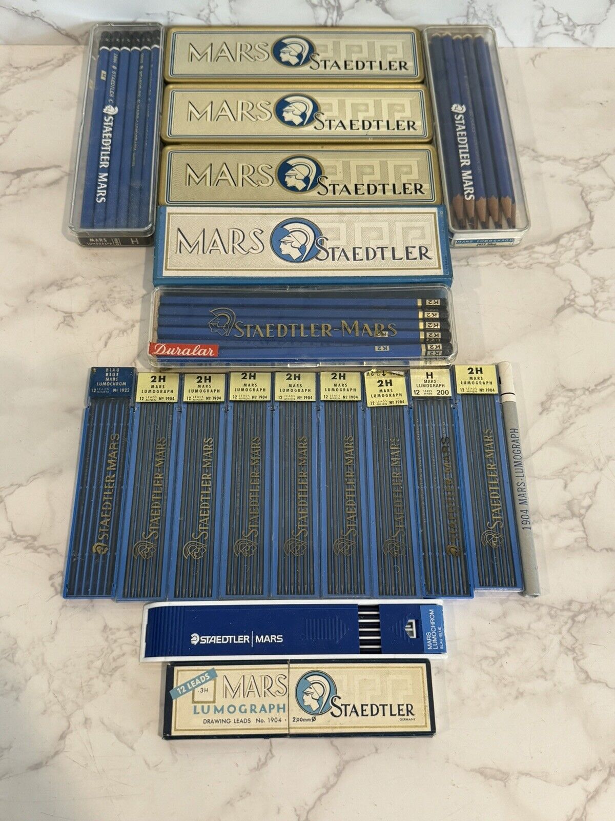 Huge Mixed Lot Of Staedtler Mars Pencils, Tins, And Leads