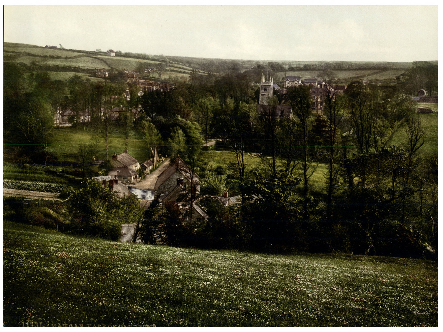 Cornwall. Vale of Lanherne. Mawgan.  Vintage PC photochromy, photochromy, v