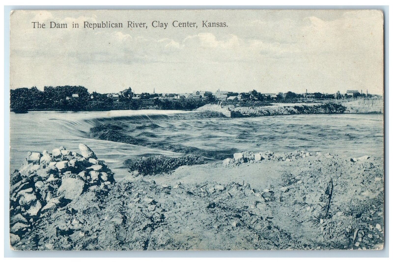 c1910\'s The Dam In Republican River View Clay Center Kansas KS Posted Postcard