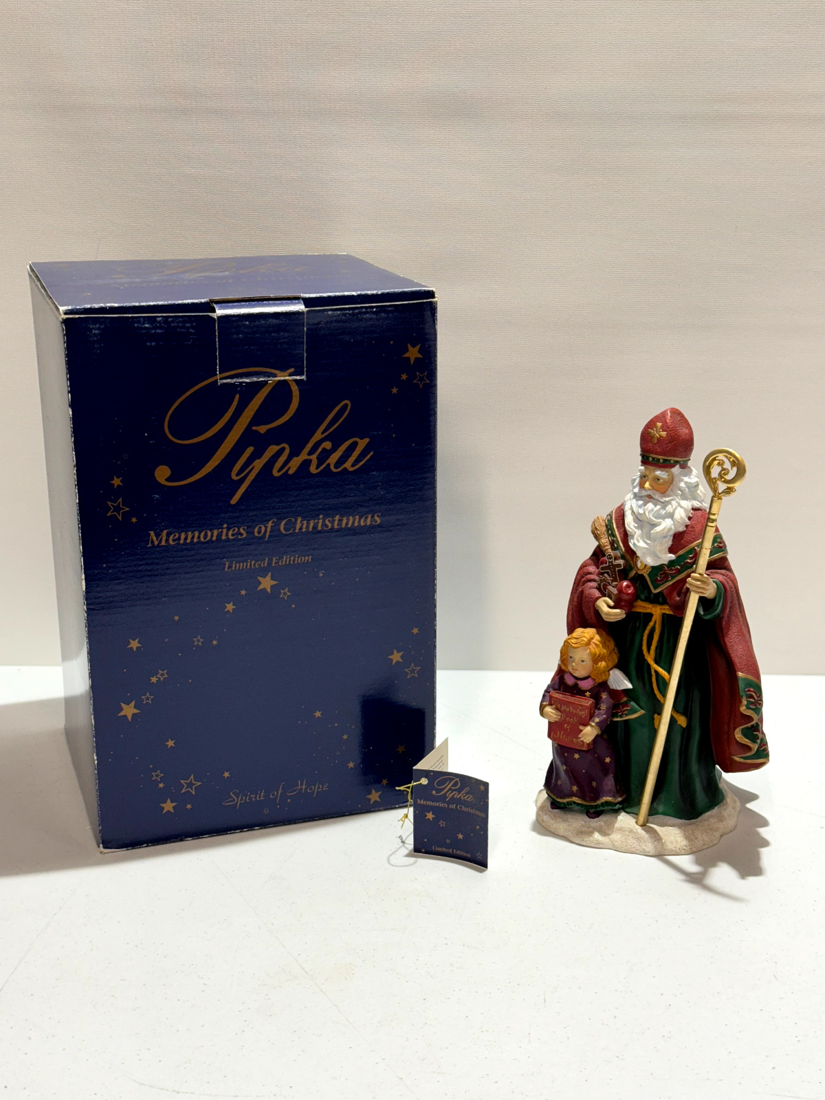 Pipka Memories of Christmas St. Nicholas with Little Girl Angel #13912 Box Vtg