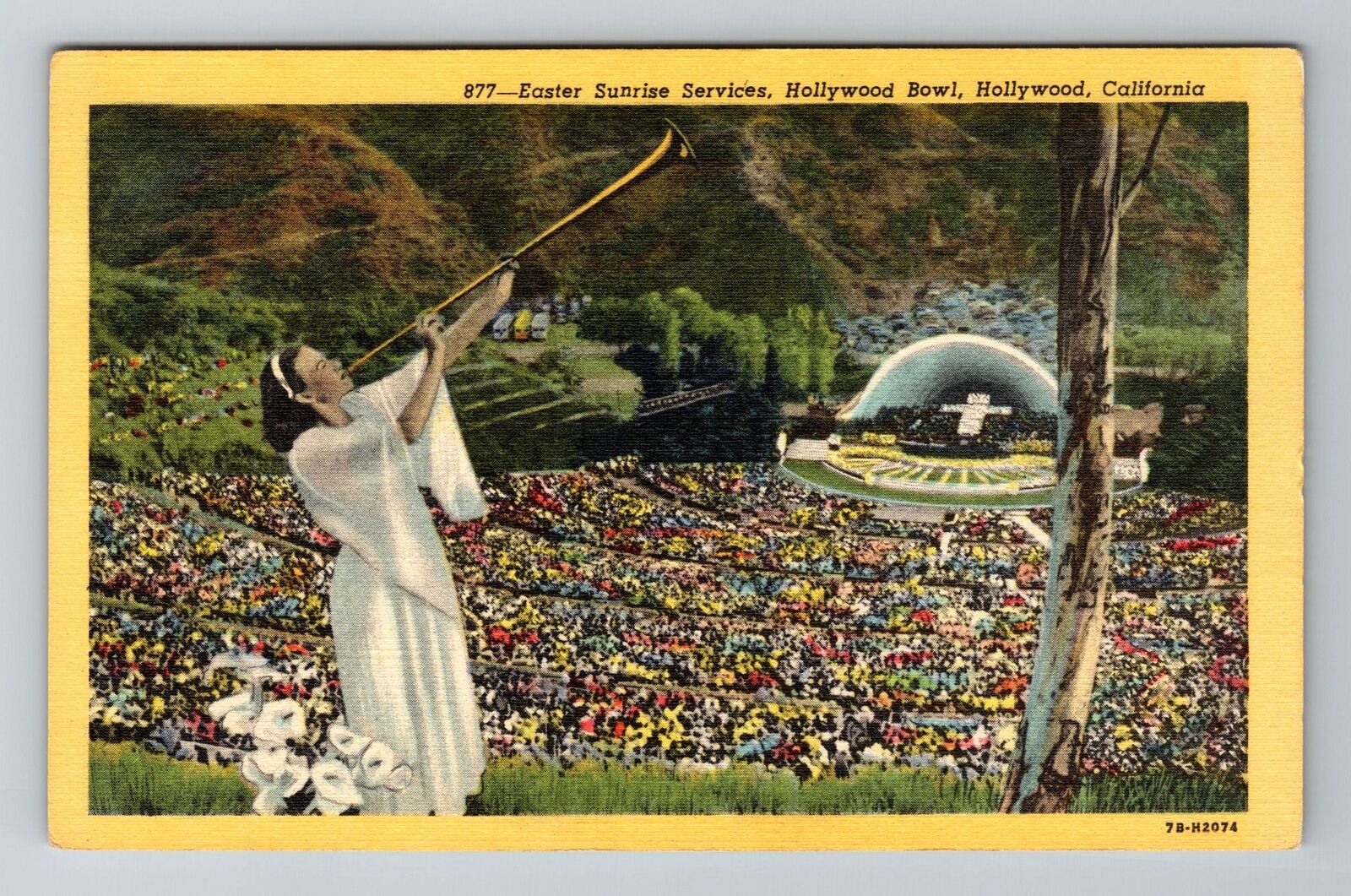 Hollywood CA-California, Easter Sunrise Service Hollywood Bowl Vintage Postcard