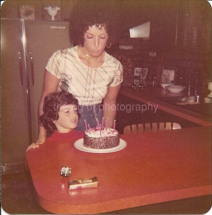 Birthday Girl FOUND PHOTOGRAPH Color CAKE Original 1970\'S Vintage JD 111 23 E