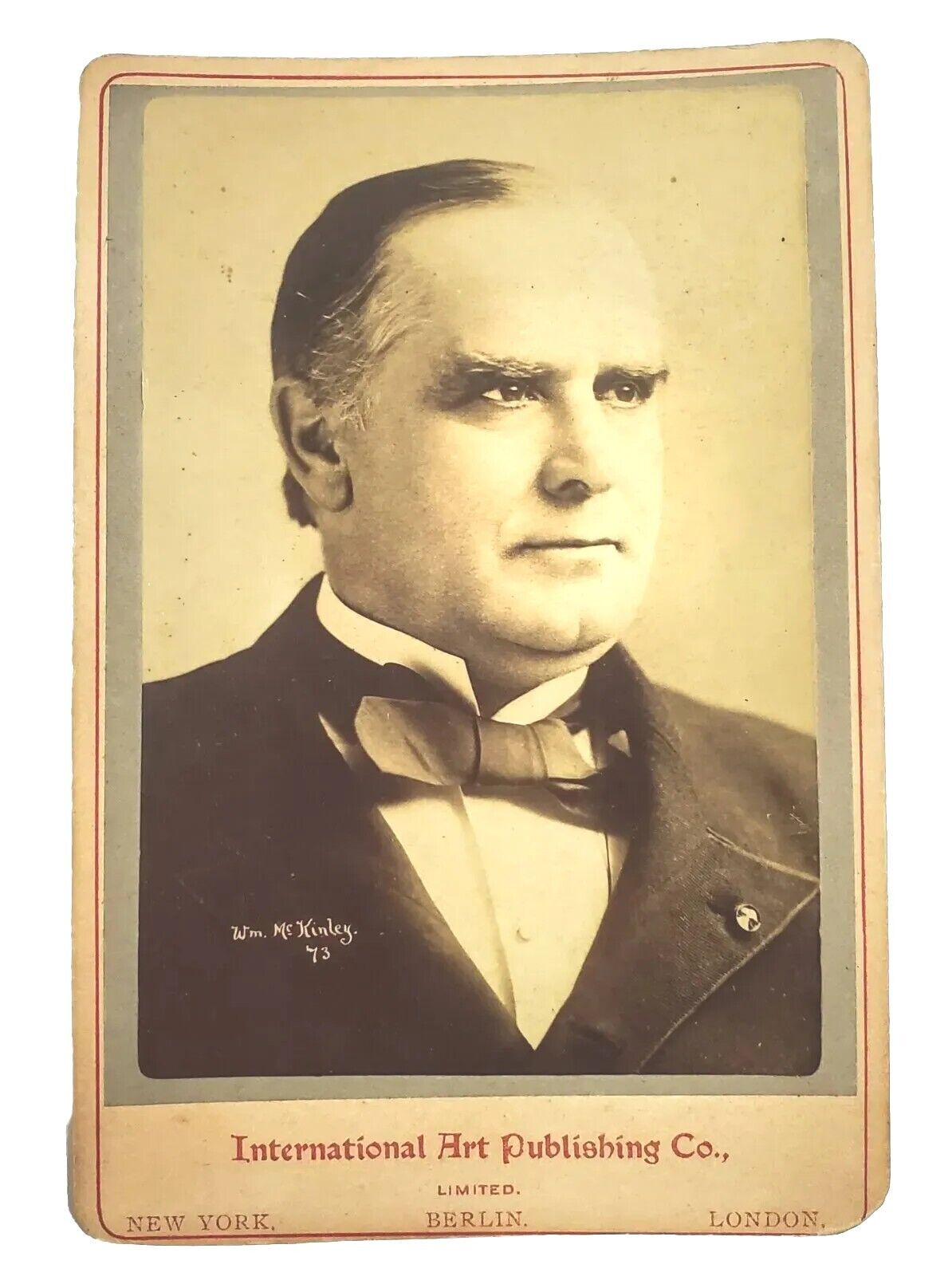 Antique 1890's William McKinley 25th US President Cabinet Card Photograph