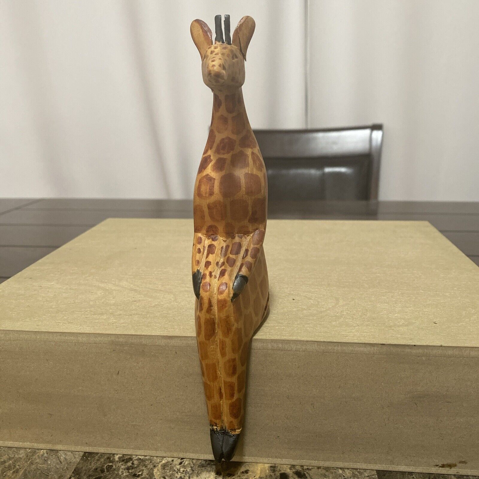 Hand Carved Wooden Giraffe Shelf Sitter Kenya African 9” 