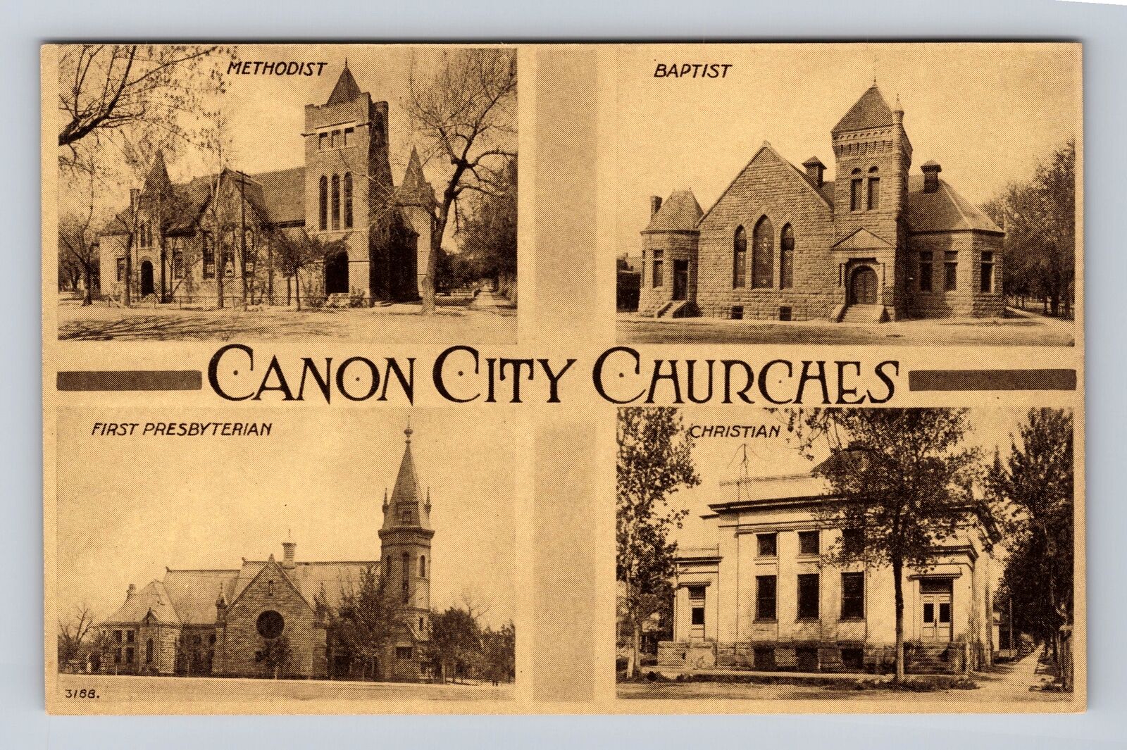 Canon City CO-Colorado, The Churches of Canon City, Antique Vintage Postcard