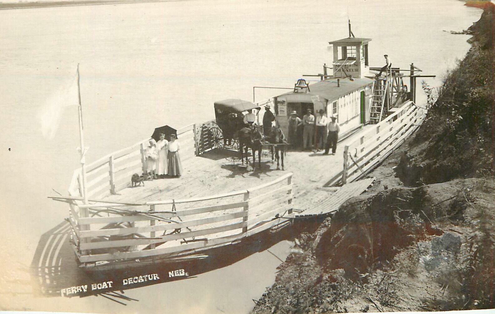 Postcard RPPC C-1910 Nebraska Decatur Ferry Boat NE24-610