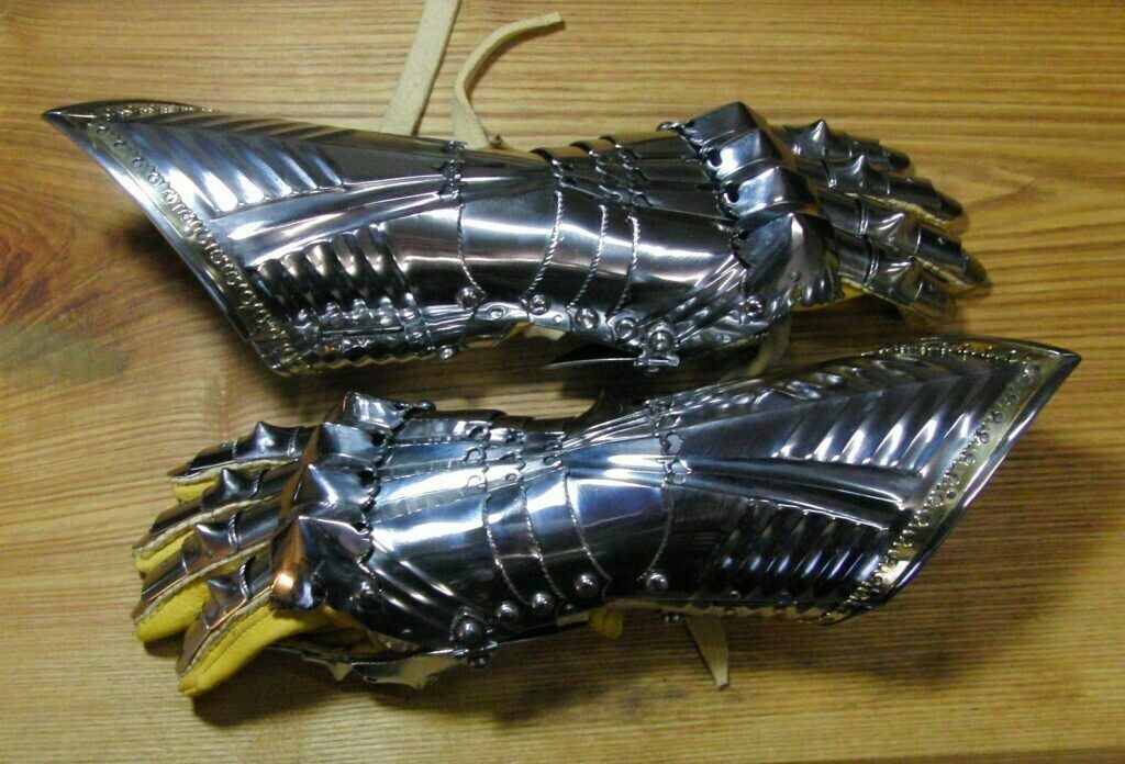 Antique Finger Gauntlets Armor Gloves 18GA Steel Medieval Late Gothic Knight