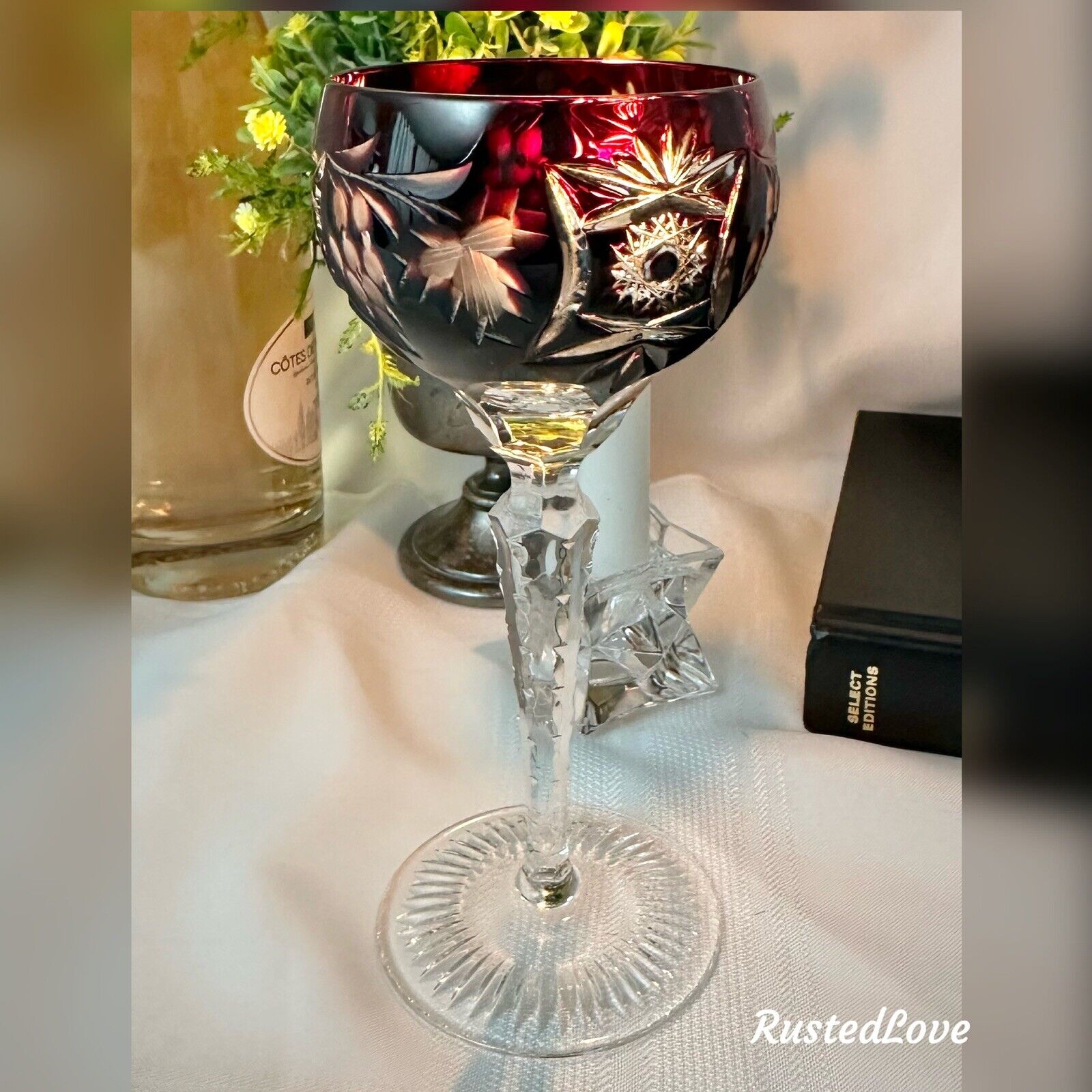Nachtmann Traube Ruby Wine Glass Traube Cut to Clear Crystal Germany Wine - 1