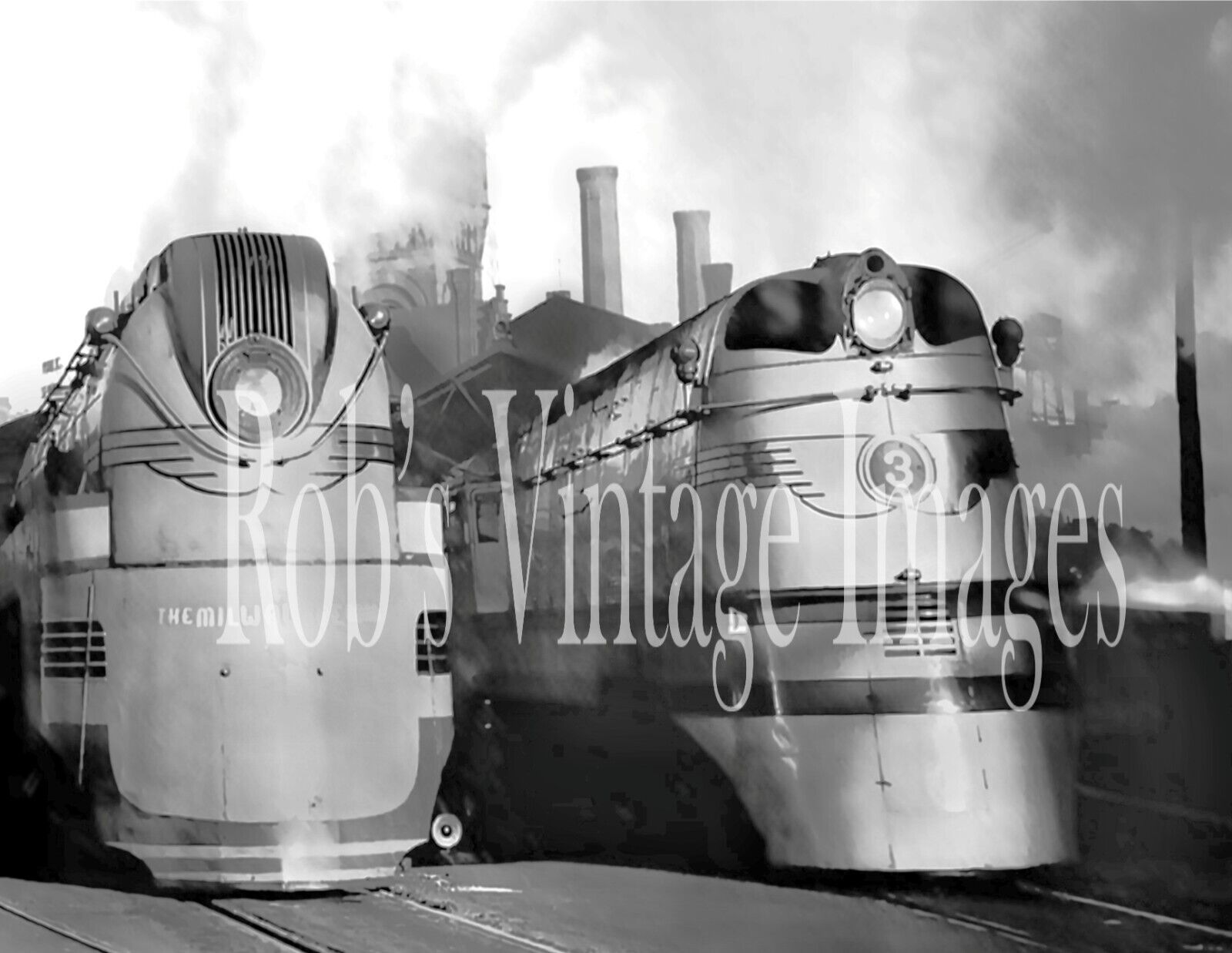 Milwaukee Road Hiawatha 102 & 3 Streamlind Steam Locomotive Photo Railroad