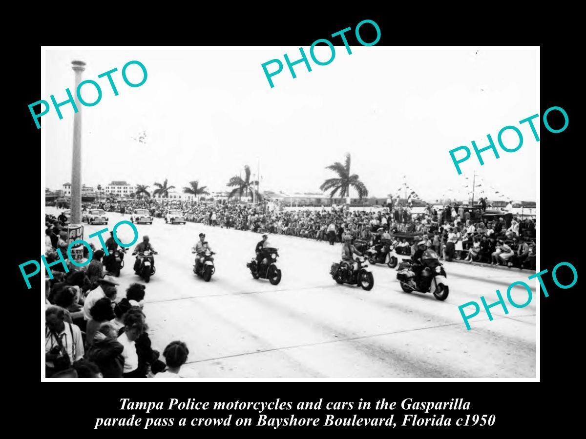 OLD POSTCARD SIZE PHOTO OF TAMPA FLORIDA POLICE IN THE GASPARILLA PARADE c1950