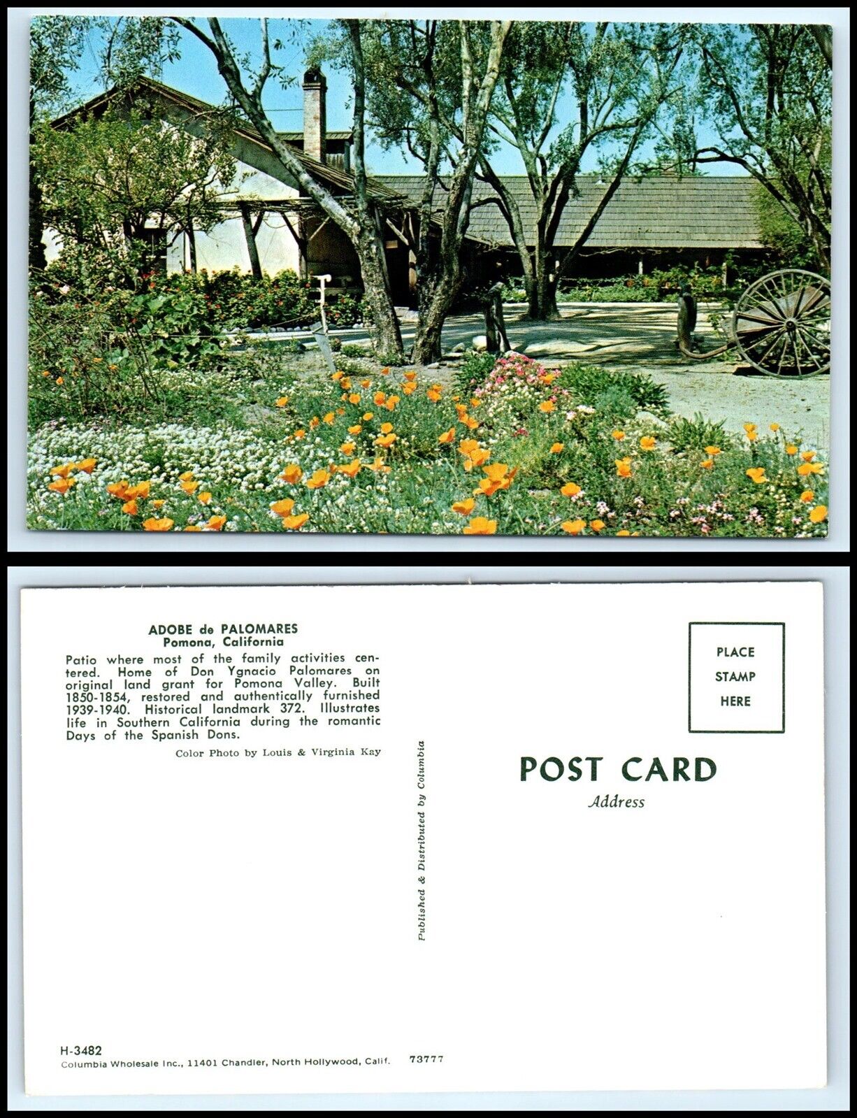 CALIFORNIA Postcard - Pomona, Adobe de Palomares P35