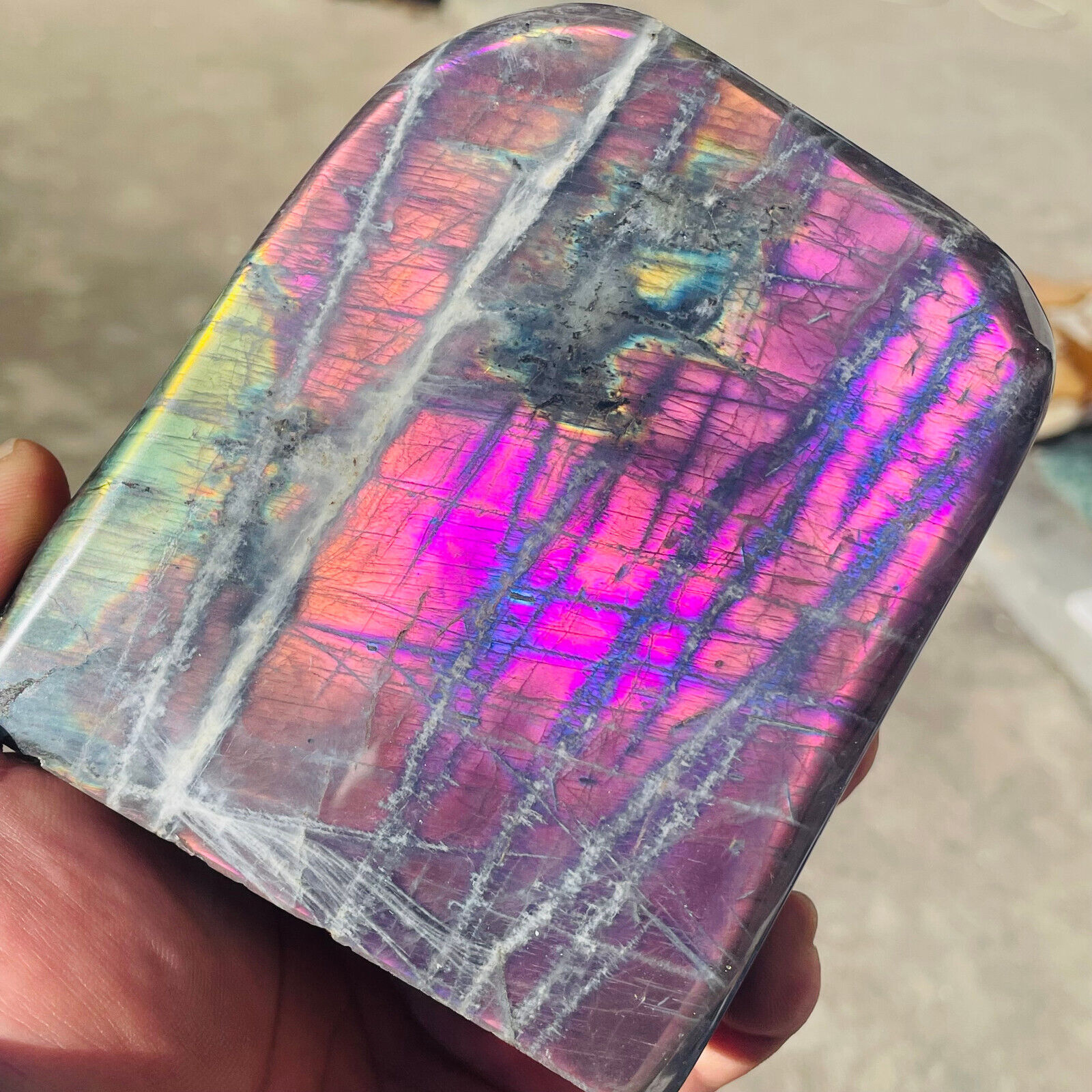 1320g Large Natural Purple Gorgeous Labradorite Freeform Crystal Display Healing