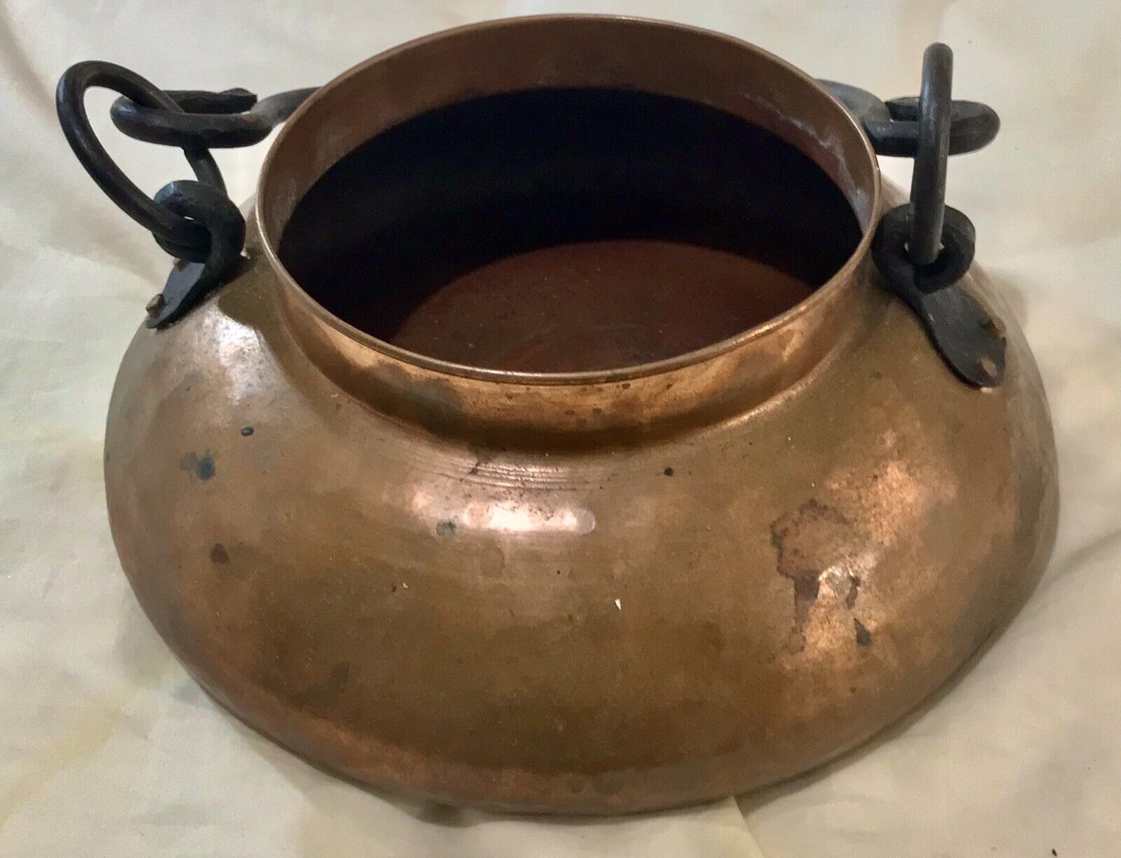 Vintage Hammered Copper Pot With Handle Antique Decor