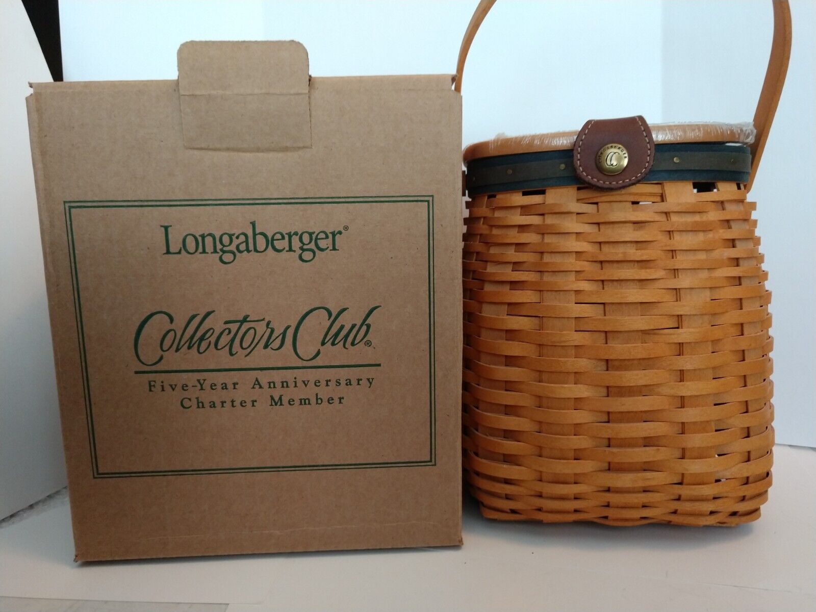 Longaberger 2001 Basket CC Five Year Anniversary Charter Member Liner & Protecto