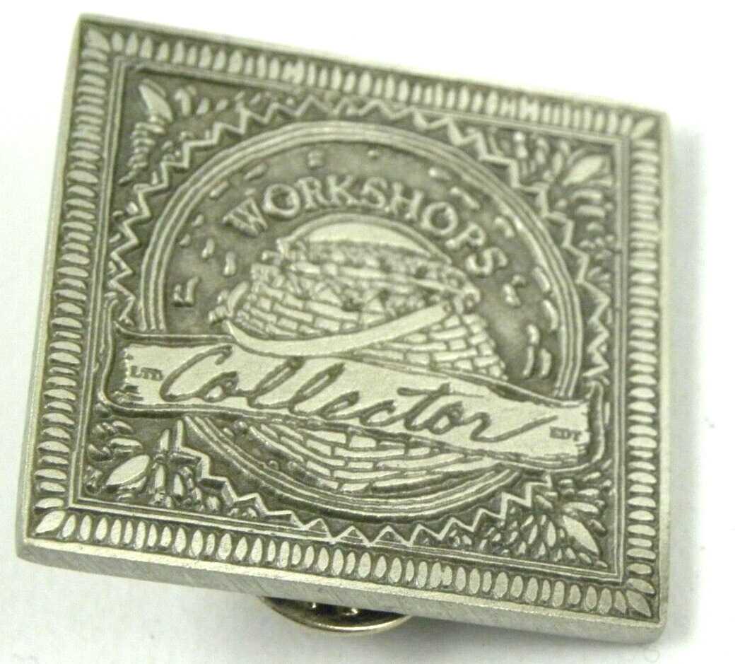 Workshops Collector Pin Ornate Silver Tone Square Brooch