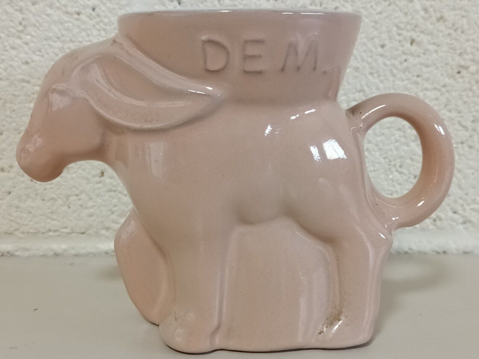 Vintage Frankoma Political Democrat DEM Donkey Mug 1989 Peach 4x6