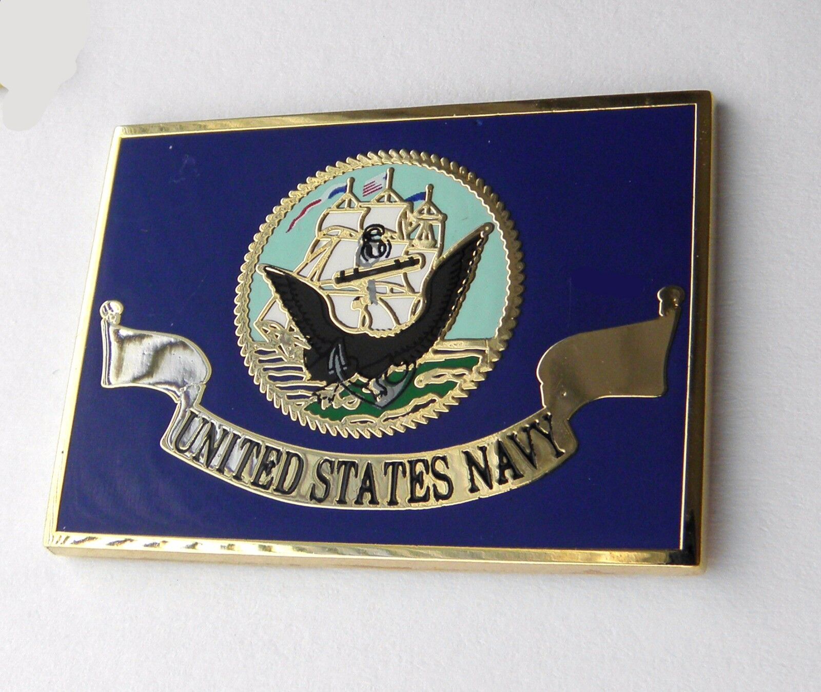 USN UNITED STATES US NAVY LARGE FLAG LAPEL PIN BADGE 1.5 INCHES