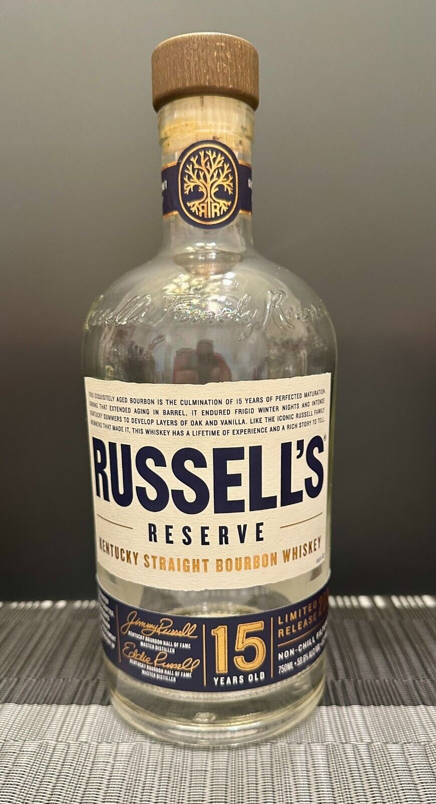 Russell’s Reserve 15 Year Bourbon Whiskey Empty Bottle Brand New Release