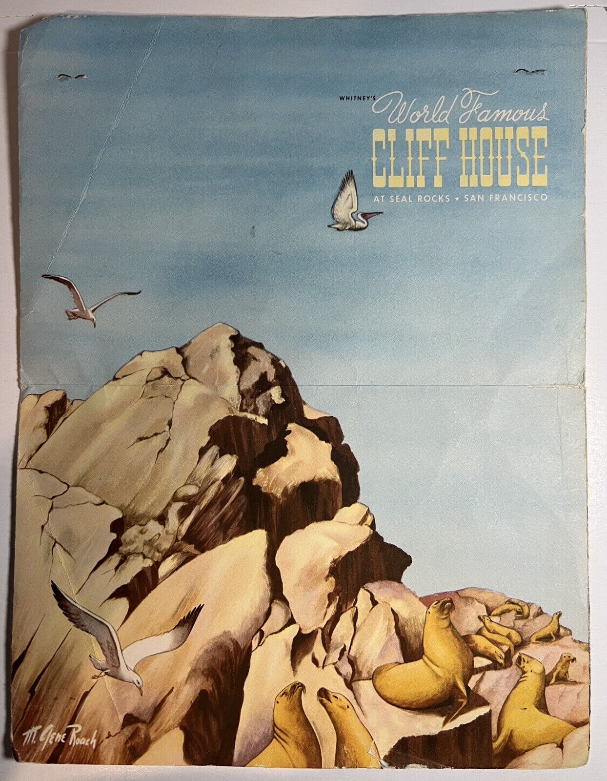 San Francisco CA 1956 Cliff House Postcard Menu Mailer Posted Seal Rocks Cover