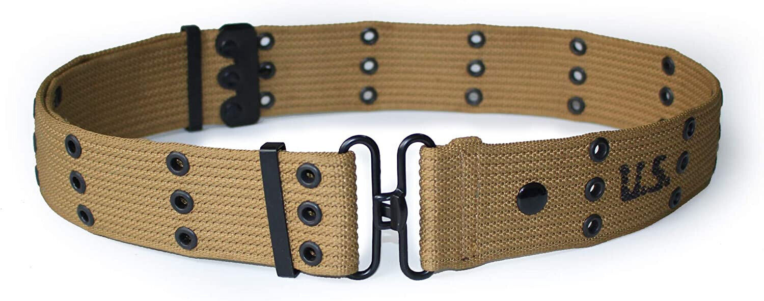 US Tactical WWII American M1936 Khaki Webbing Canvas Pistal Belt with US Marking