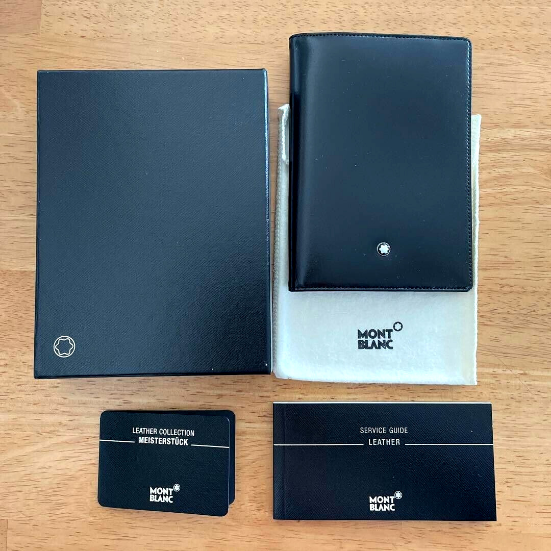 MONTBLANC Genuine smooth leather Cover Black Passport Size with Box NEW Limited