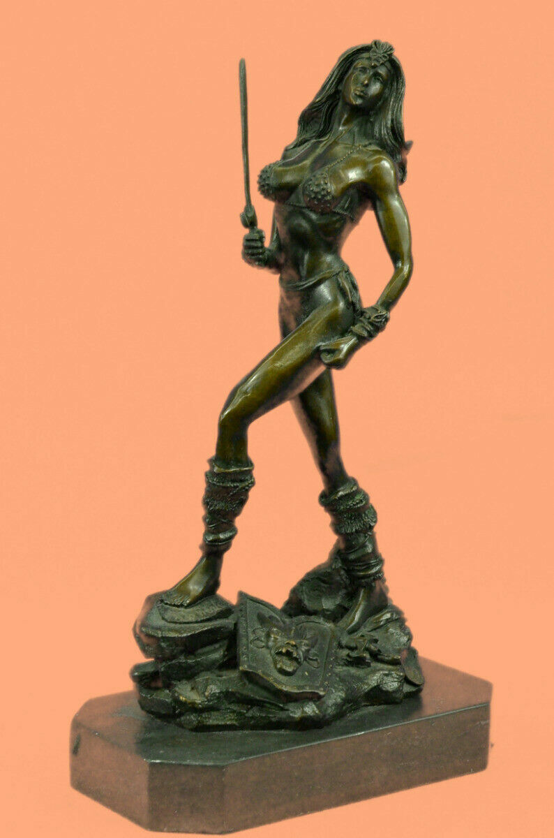 Art Deco/Nouveau Female Woman Amazon Warrior Bronze Sculpture Lost Wax Decorativ