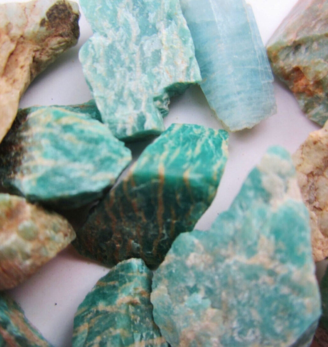 Raw GREEN AMAZONITE Crystal Mineral Specimens * 2 Oz. Lot 2-3 stones * Brazil