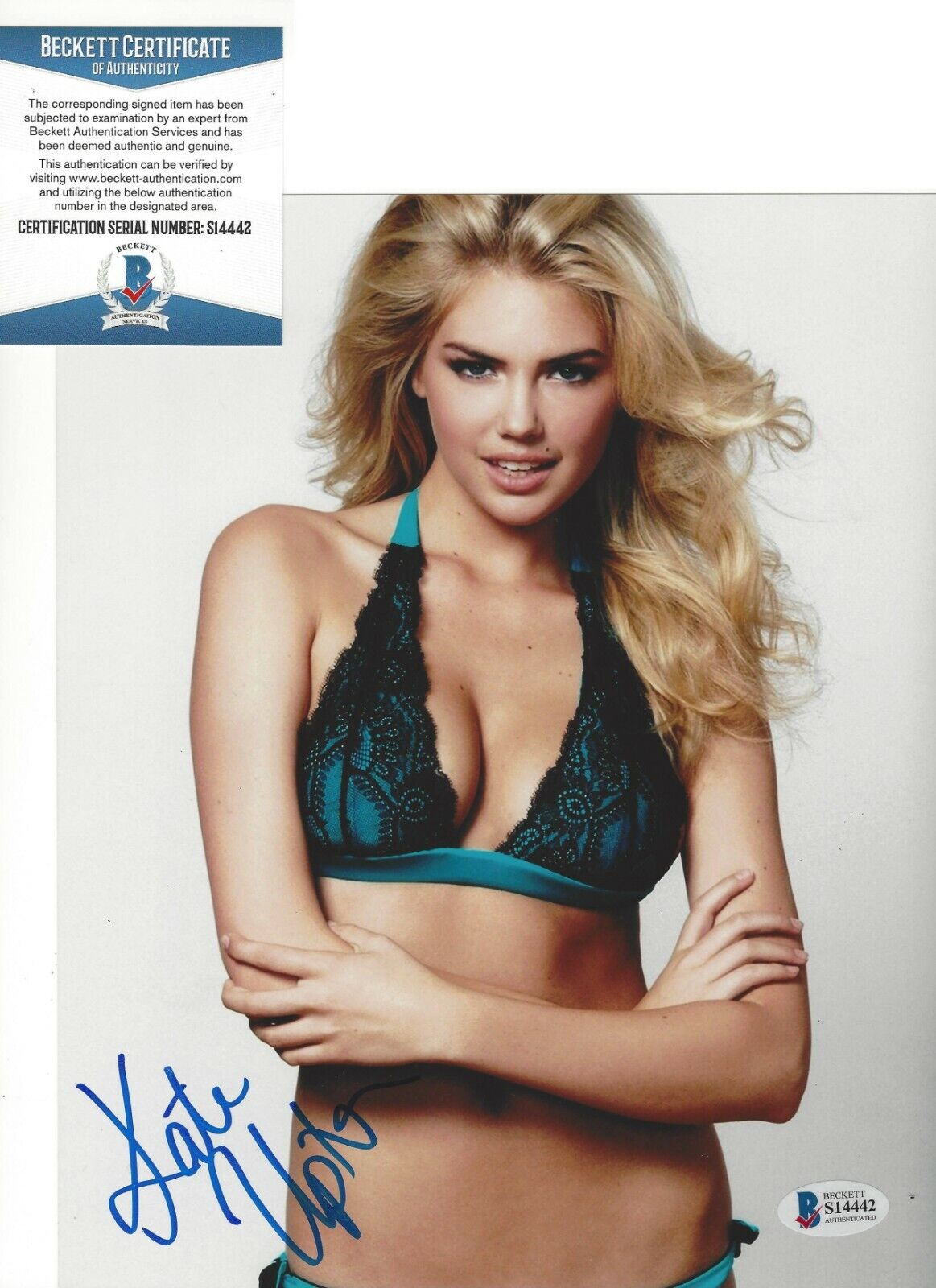 SEXY MODEL KATE UPTON SIGNED 8x10 PHOTO BECKETT COA SI SWIMSUIT EDITION COVER B