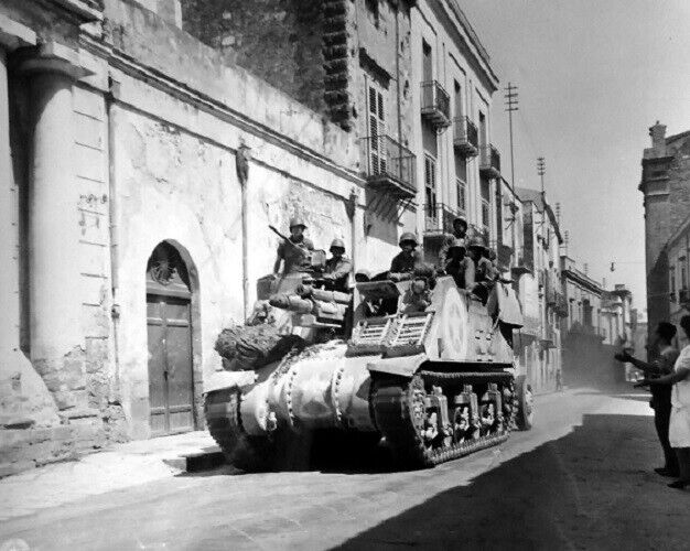 M7 Priest at Light Tank Sciacca, Sicily 1943 8x10 WWII WW2 Photo 641a