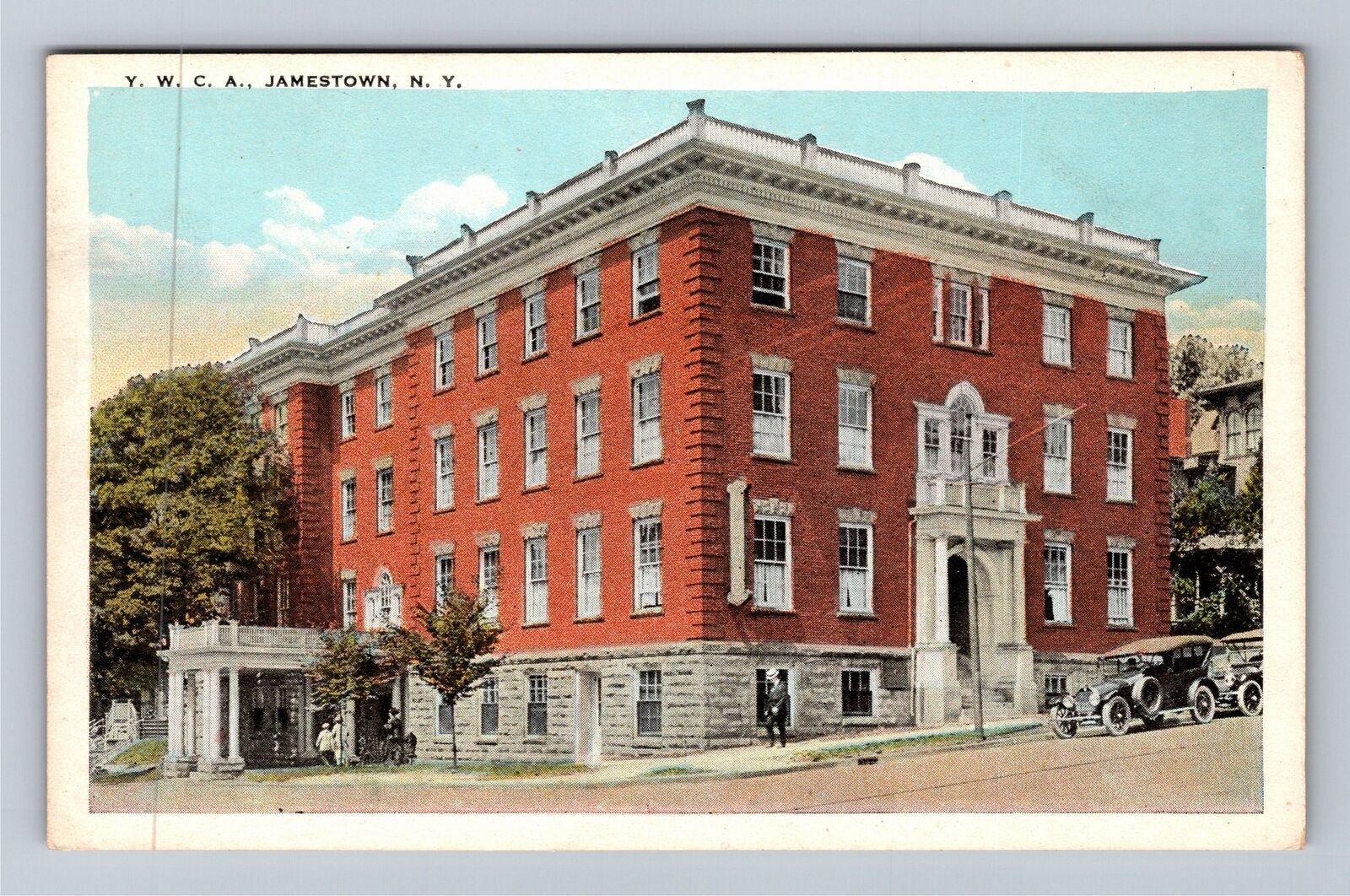 Jamestown NY-New York, YWCA, Automobile Vintage Souvenir Postcard