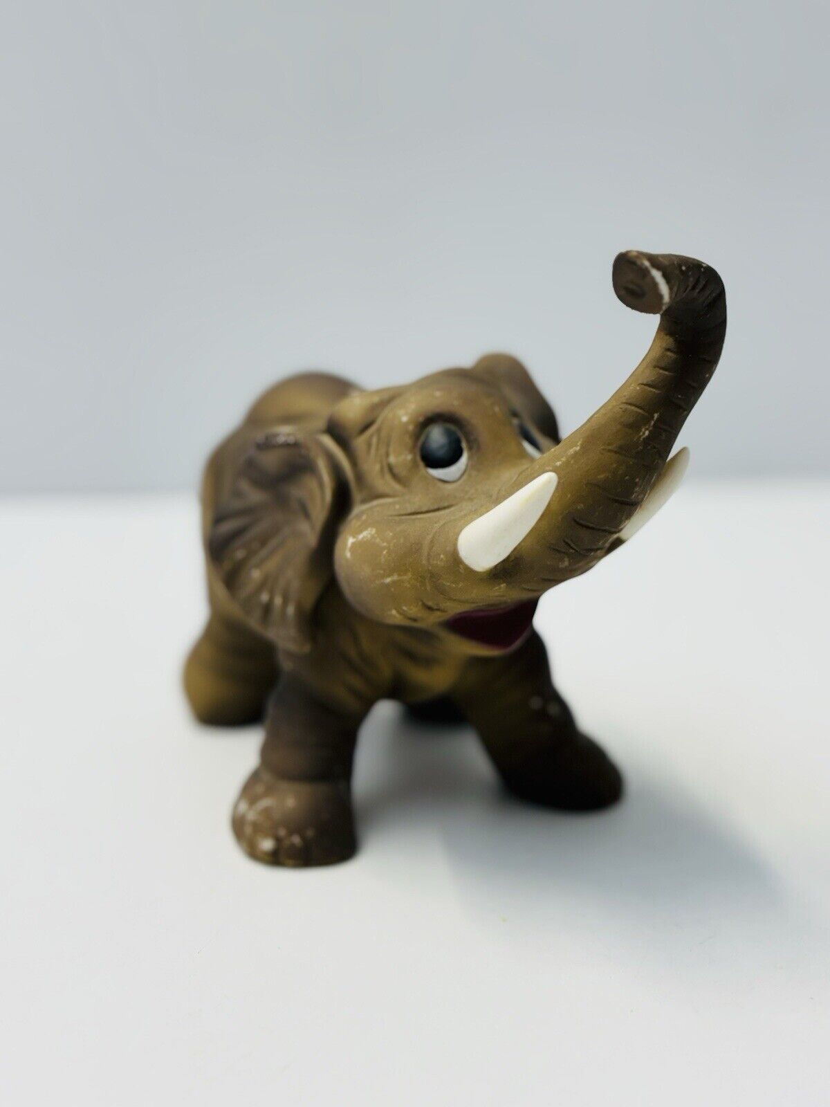 Vintage Ceramic 5” Brown and Grey Elephant Figurine