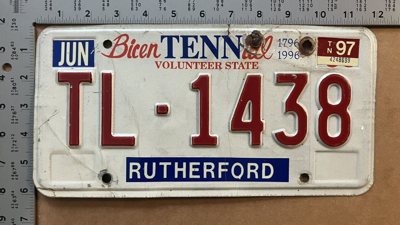 1995 Tennessee trailer license plate TL-1438 YOM DMV clear Ford Chevy Dodge 5845