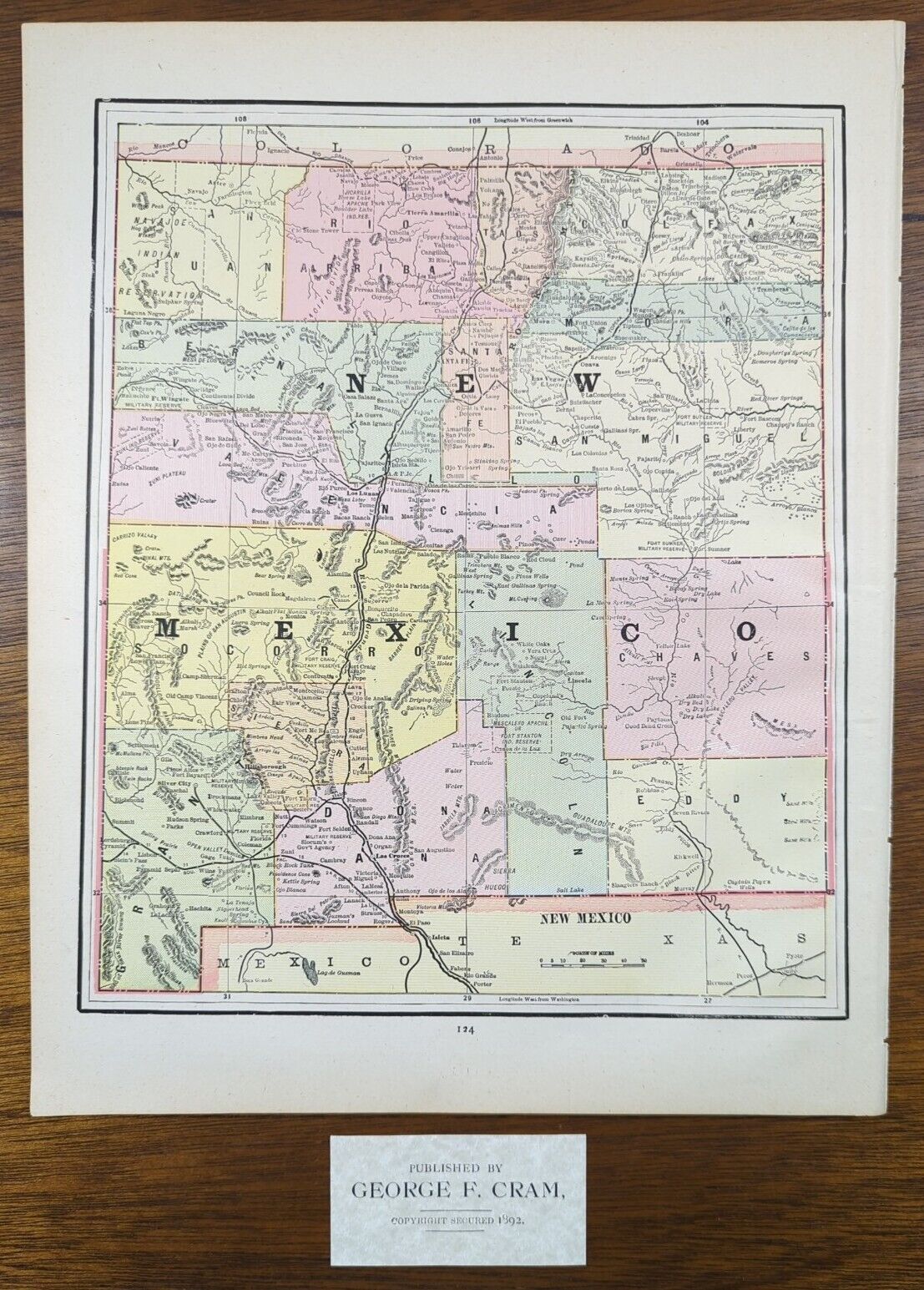 Vintage 1892 NEW MEXICO Map 11\