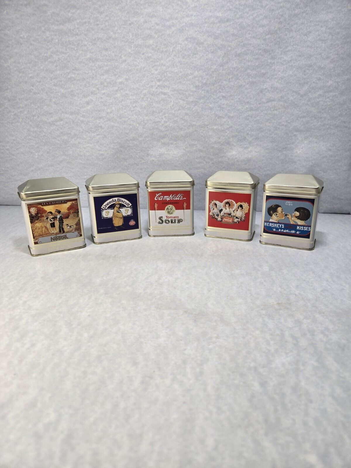 Vintage Mini Tins Set of 5 Tin Box Company 1995 5 Brands Spice Containers 3.5 T