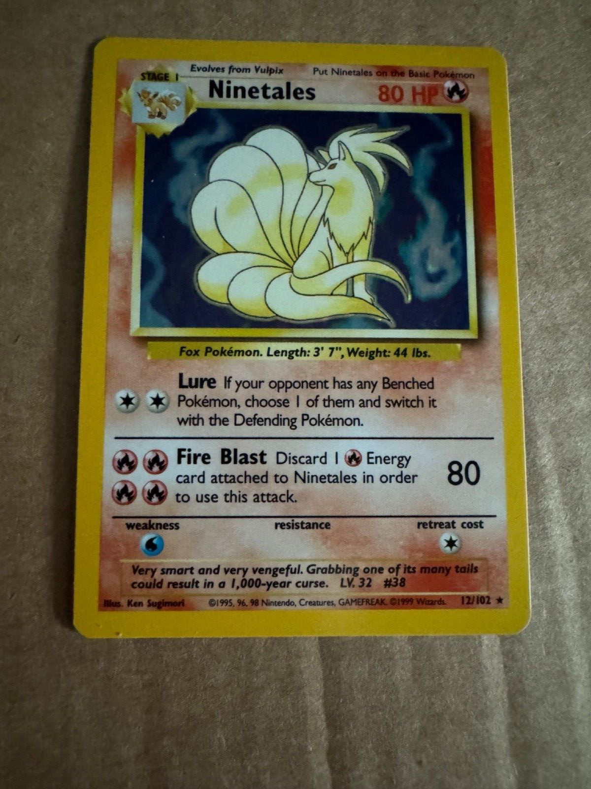 NEAR MINT NINETALES  (12/102) Holo Rare Unlimited Pokemon Card
