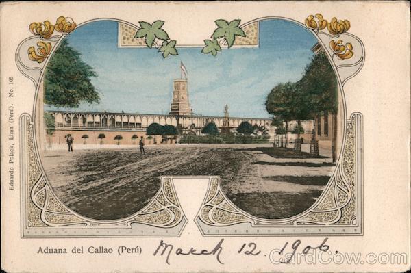 Peru Callao Customs (Peru) Eduardo Polack Postcard Vintage Post Card