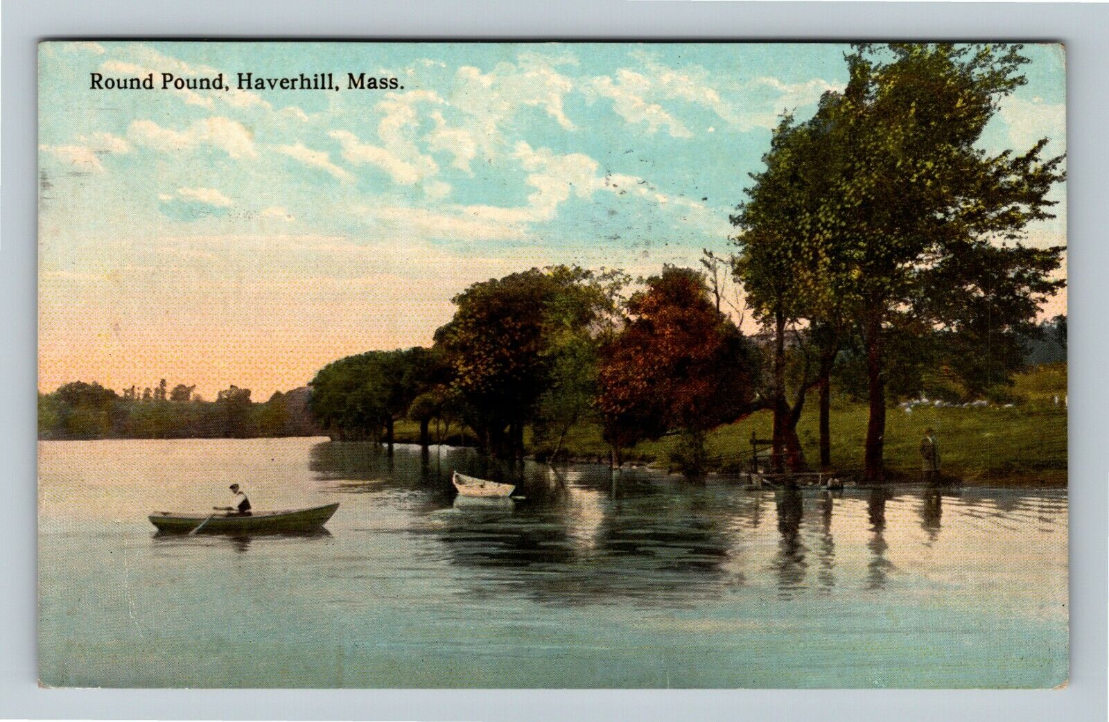 Haverhill MA-Massachusetts, Round Pound Vintage Souvenir Postcard