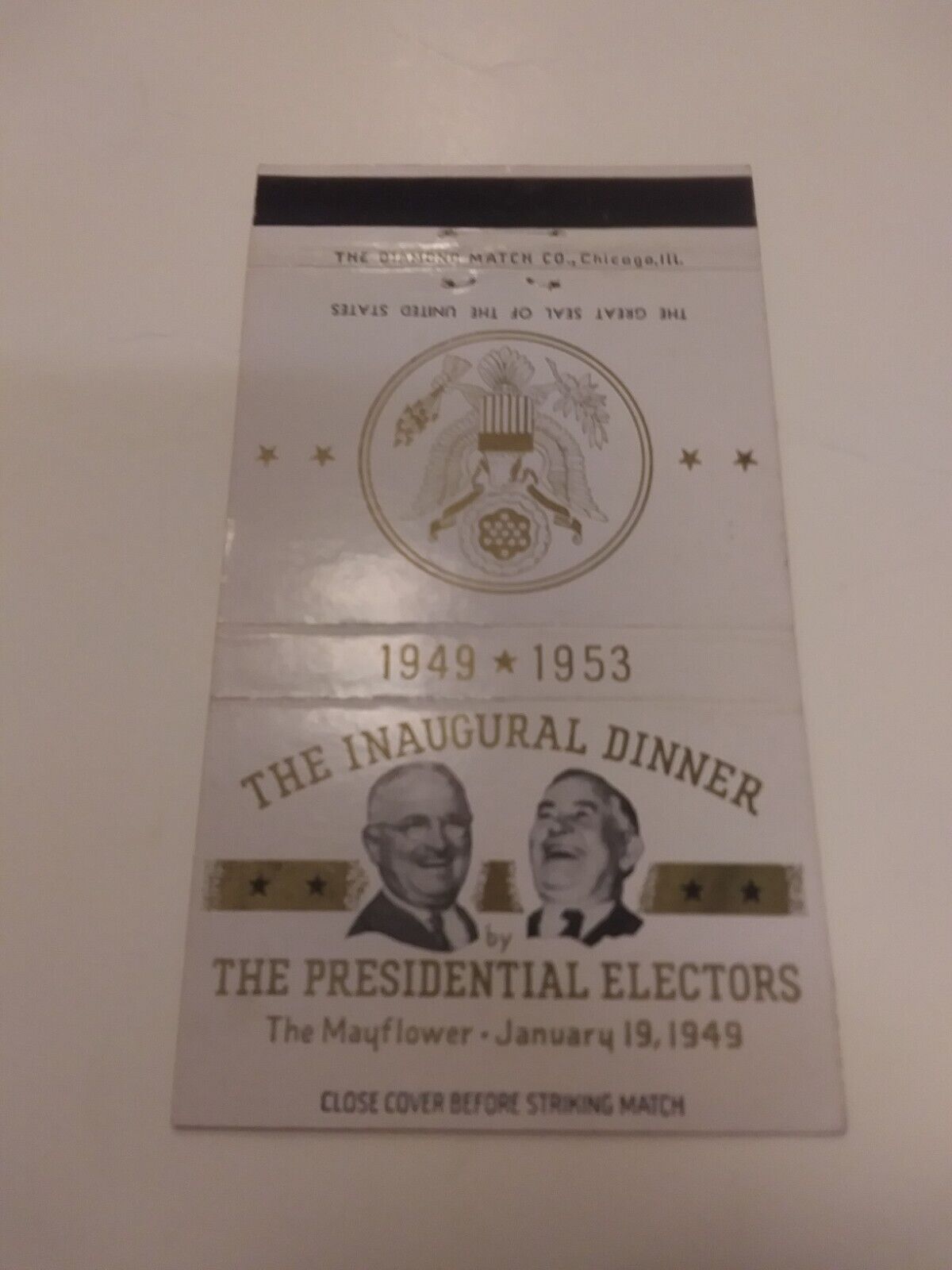 Vintage 1949 The Inaugural Dinner Presidential Electors The Mayflower Matchbook
