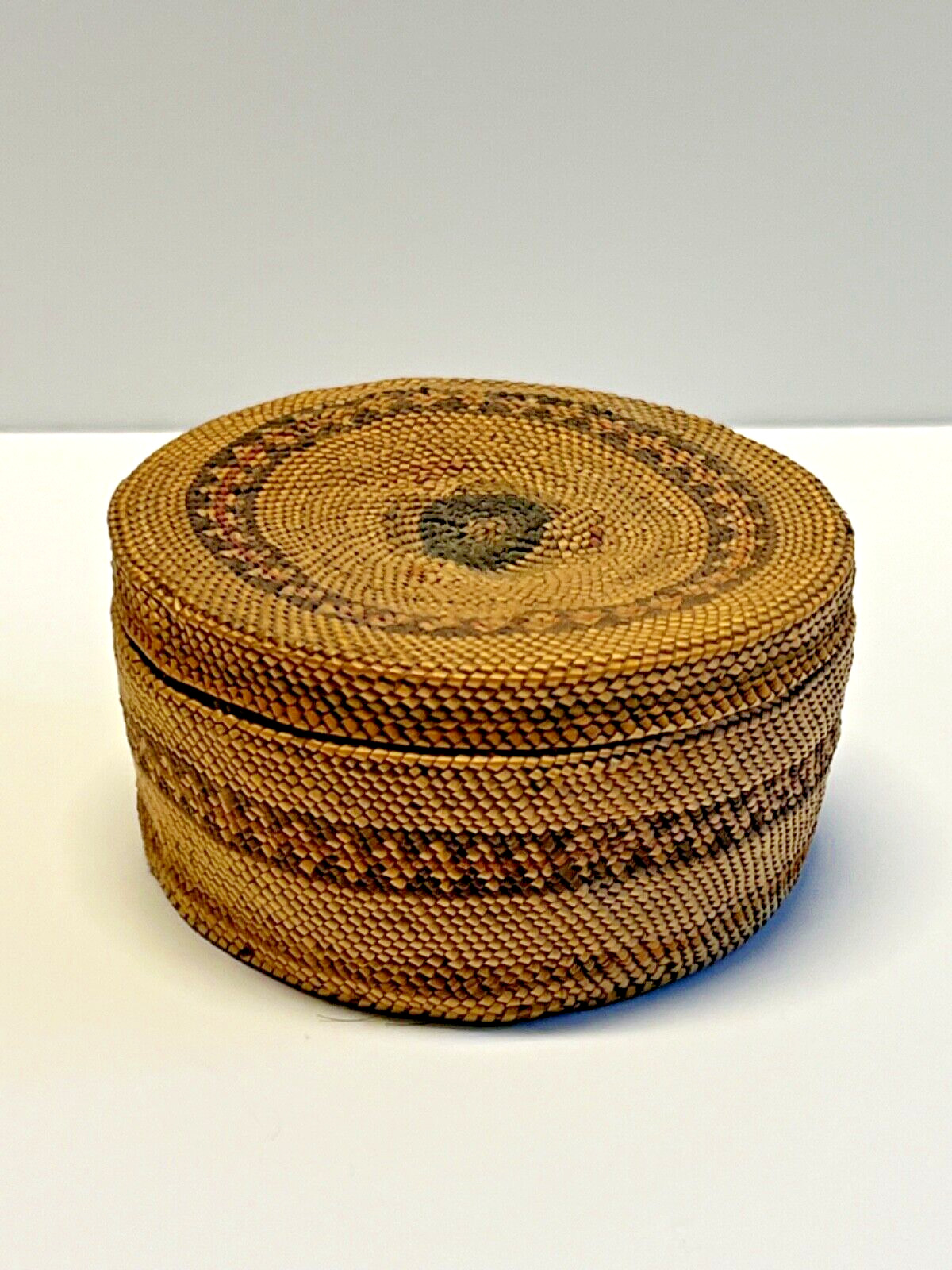 Nootka Alaskan Hand Woven Basket; Original Native American Lidded Basket; Lot 16