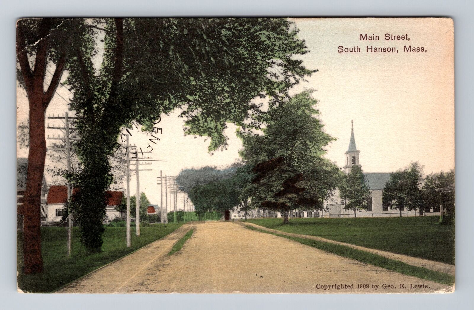South Hanson MA-Massachusetts, Scenic View Of Main Street Vintage c1912 Postcard