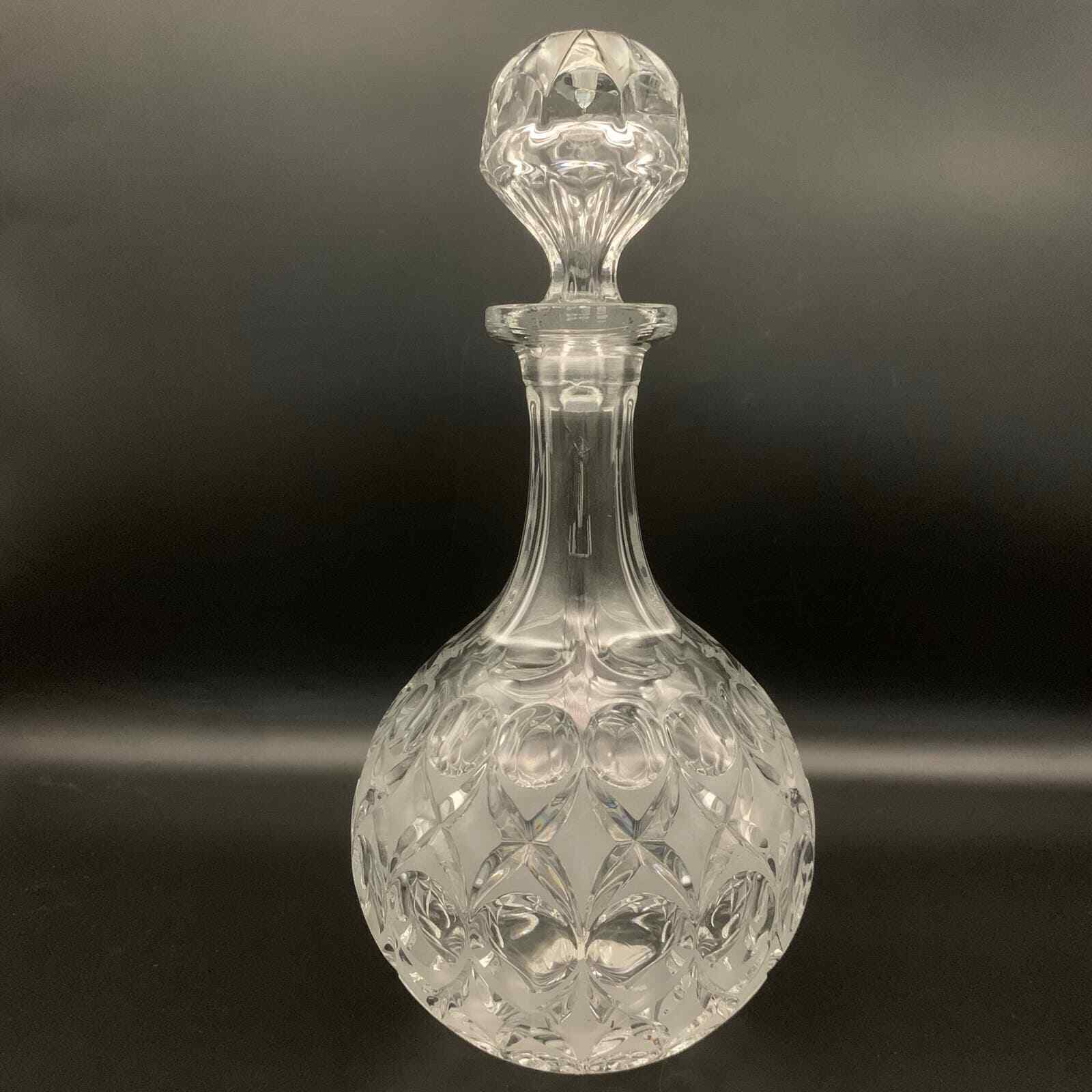 Vintage Nachtmann 11” Round Crystal Glass Decanter Anglia Frosted Etch Pattern 