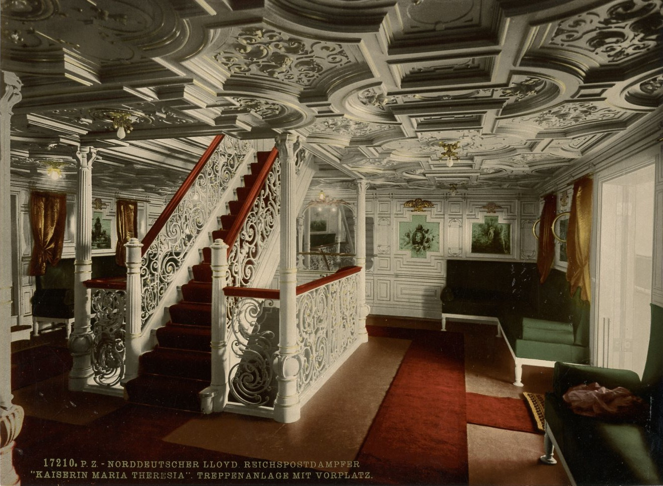 Nordd. Lloyd. Speed steamer staircase with forecourt.  PZ Vintage Photochromie