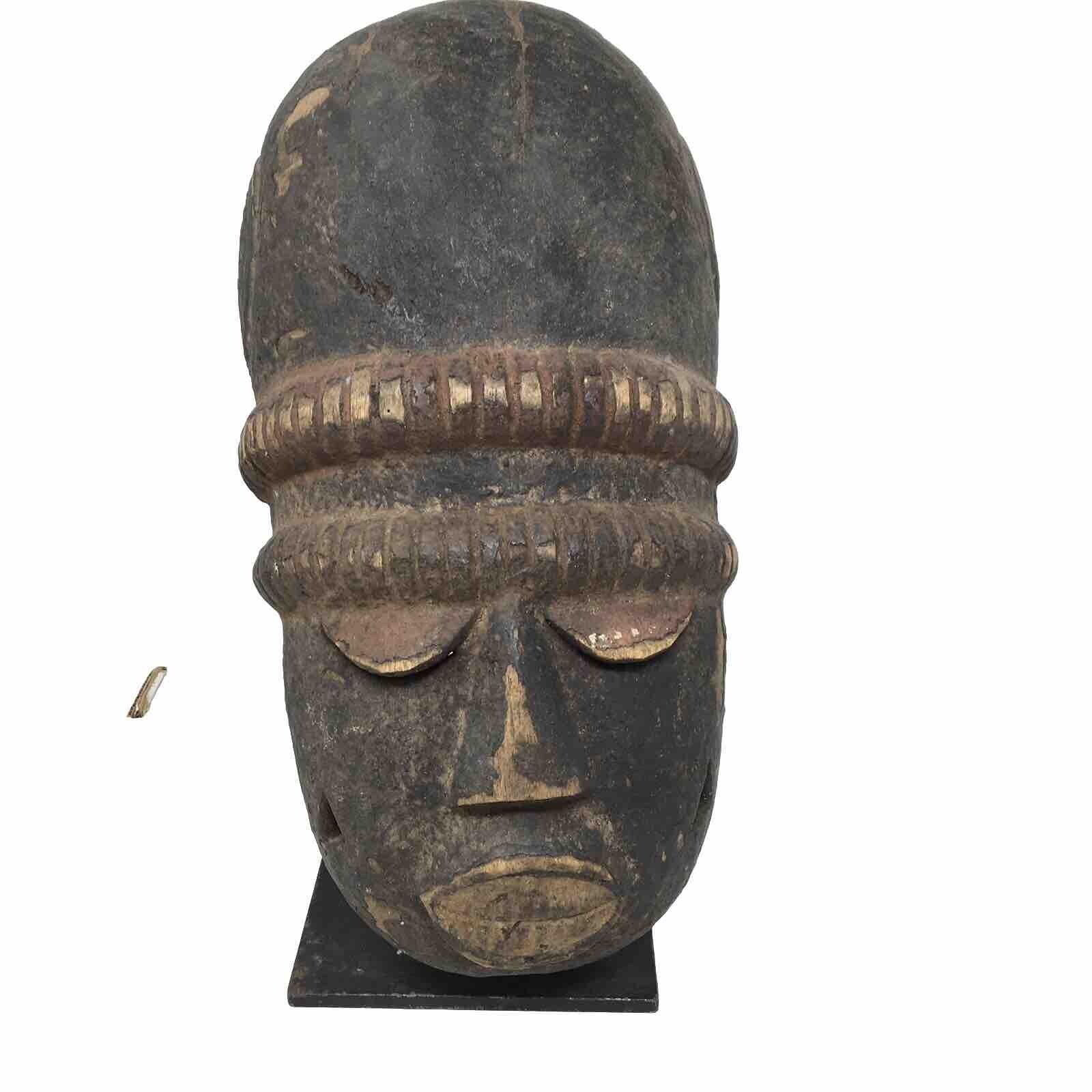 Antique West African Tribal Mask 13”x7” Carved Wood